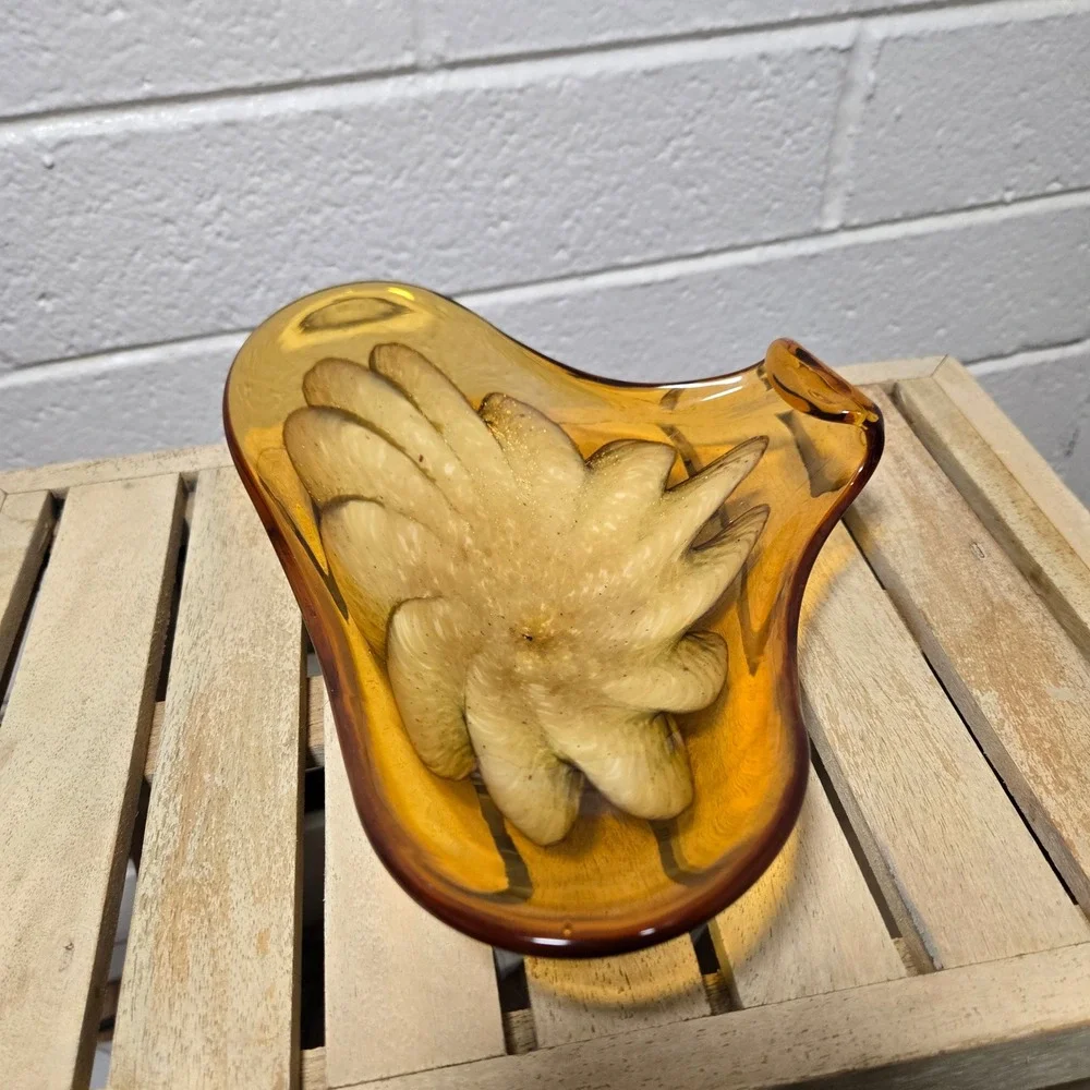 Vtg Fratelli Toso Murano Glass‎ Bowl Ashtray Candy Dish Flower Swirl MCM Decor